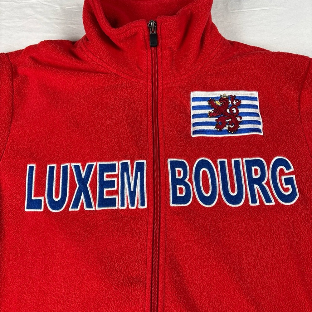 Red Luxembourg Fleece Jacket with Crest Large